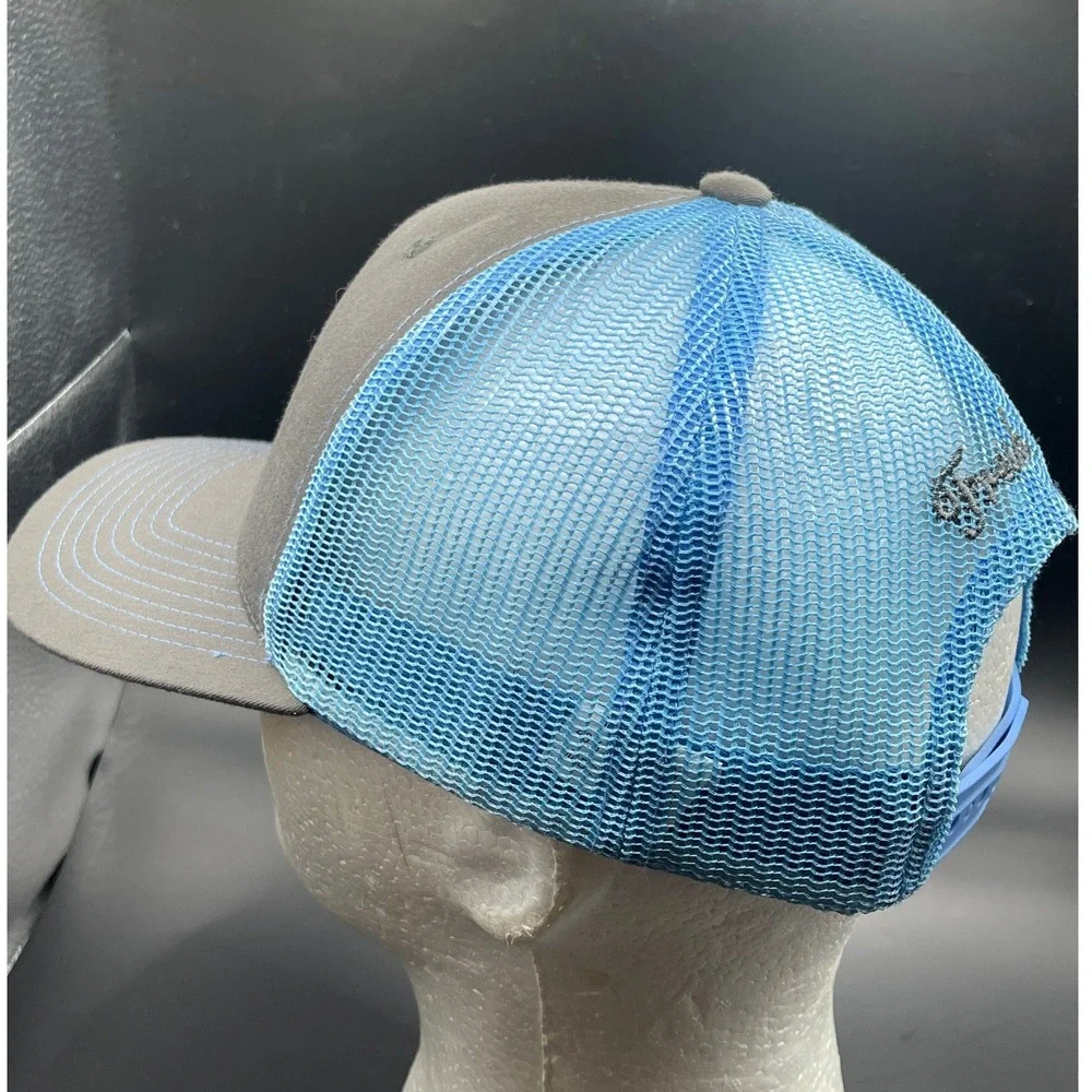 Fresh Air Pine Tree Trucker Hat Grey Blue Embroidered Snapback Mesh Cap